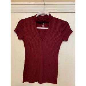 ME to WE Red Choker Fitted Tee